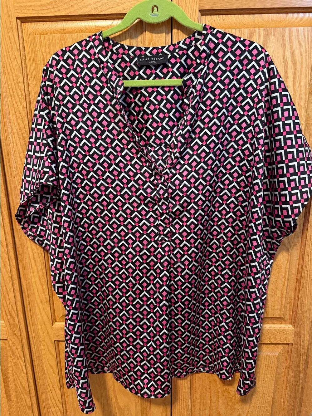 Lane Bryant Pink and Black Geometric Shirt plus size 26/28